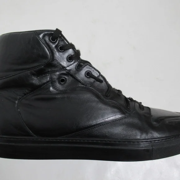 Balenciaga Men's High Top Leather Sneaker Black 341769 Size 15 US M 14 UK